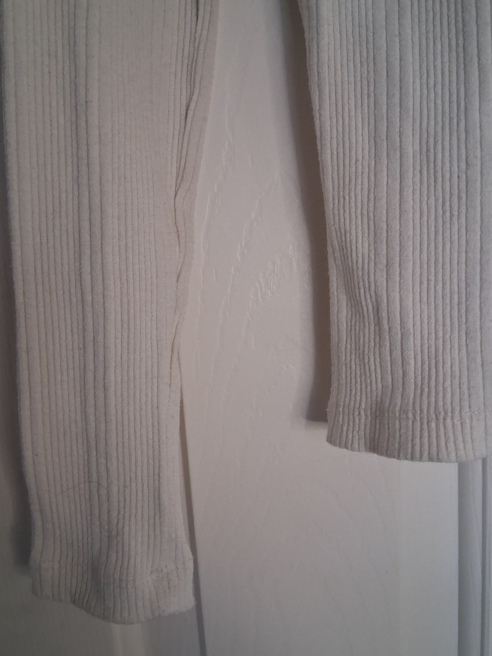 Zara Cream Ruffle Shoulder Rib Knit Long Sleeve Top Small - Picture 5 of 7